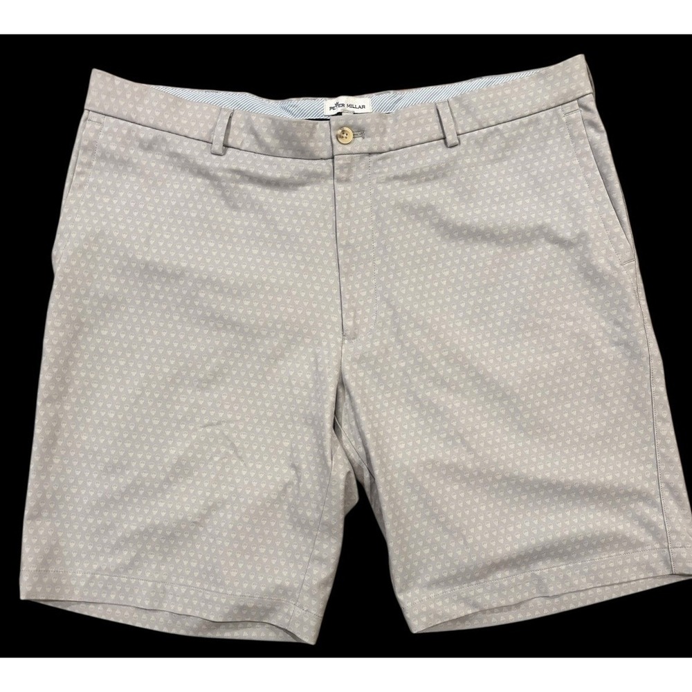 Peter Millar Crown Sport Golf Performance Shorts Men's 38 Gray Skull Print